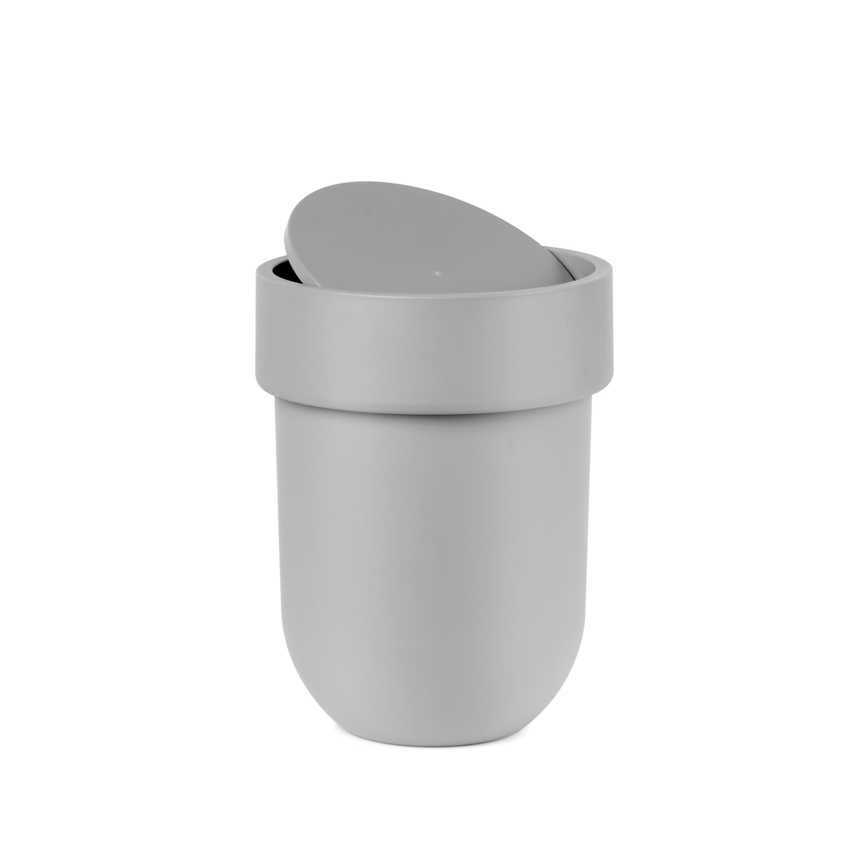 Umbra 1.6 gal Touch Plastic Swing Top Lid Bathroom Trash Can, Grey