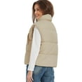 thumbnail image 2 of Women's Cropped Puffer Vest Stand Collar Lightweight Sleeveless Crop Padded Vest Zip Up Gilet Coat, 2 of 7