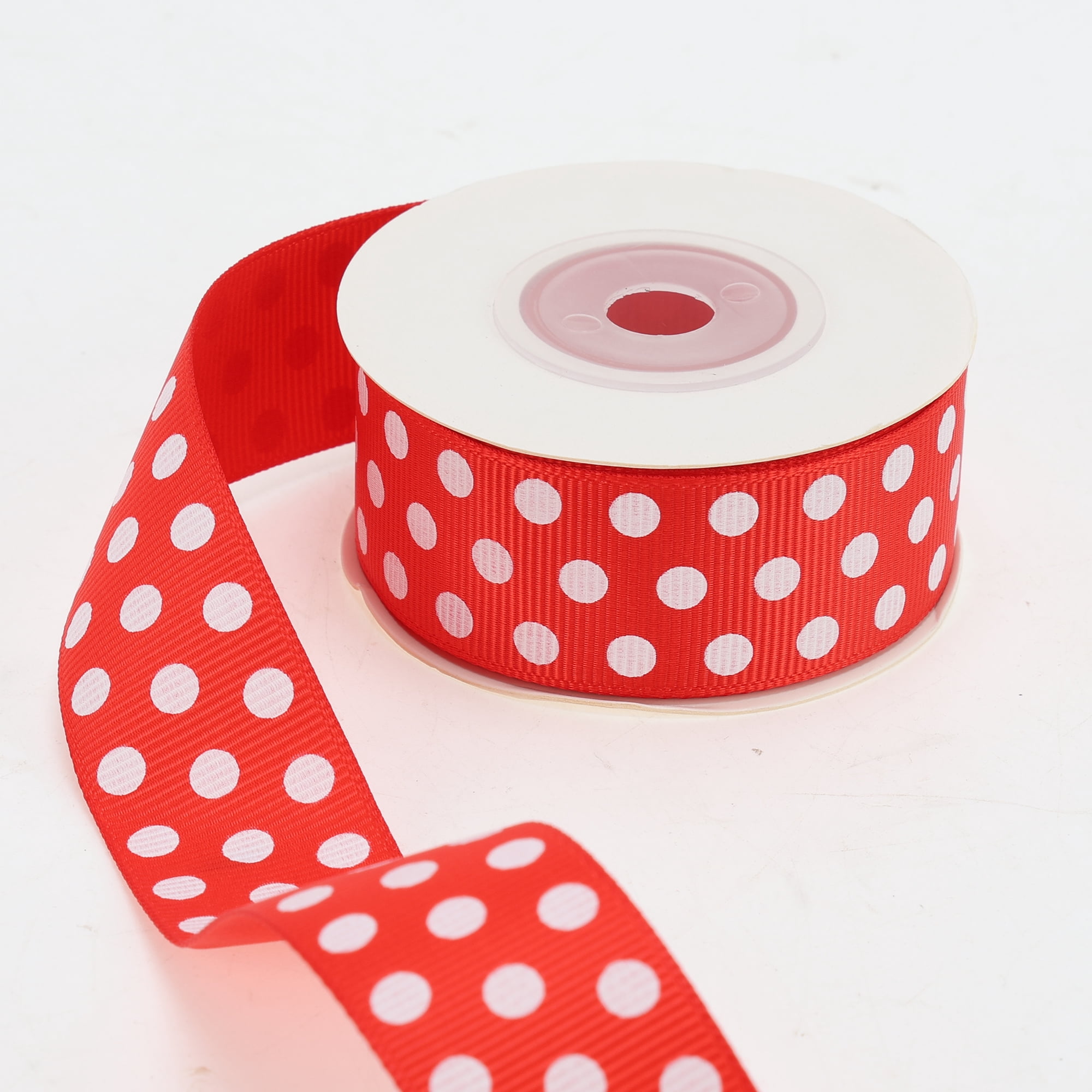 Unique Bargains 0.98"x29.53' Polka Dots Gift Wrapping Ribbon for Crafts 1Pc Red