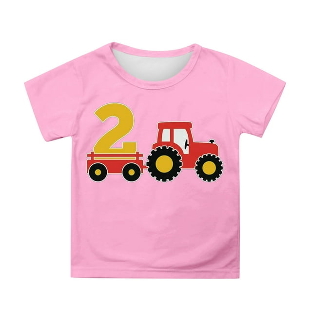 Hiiyo T-Shirt Graphique pour Garçons Imprimé Tracteur de Ferme Manches Courtes, Tailles 3-13