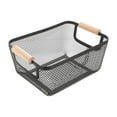thumbnail image 5 of Tongina Metal Wire Bin Basket with Wooden Handle Container Multifunctional Kitchen Organizer Fruit Basket for Home Office Lightweight L 35.5x22.5x15.5cm, 5 of 8