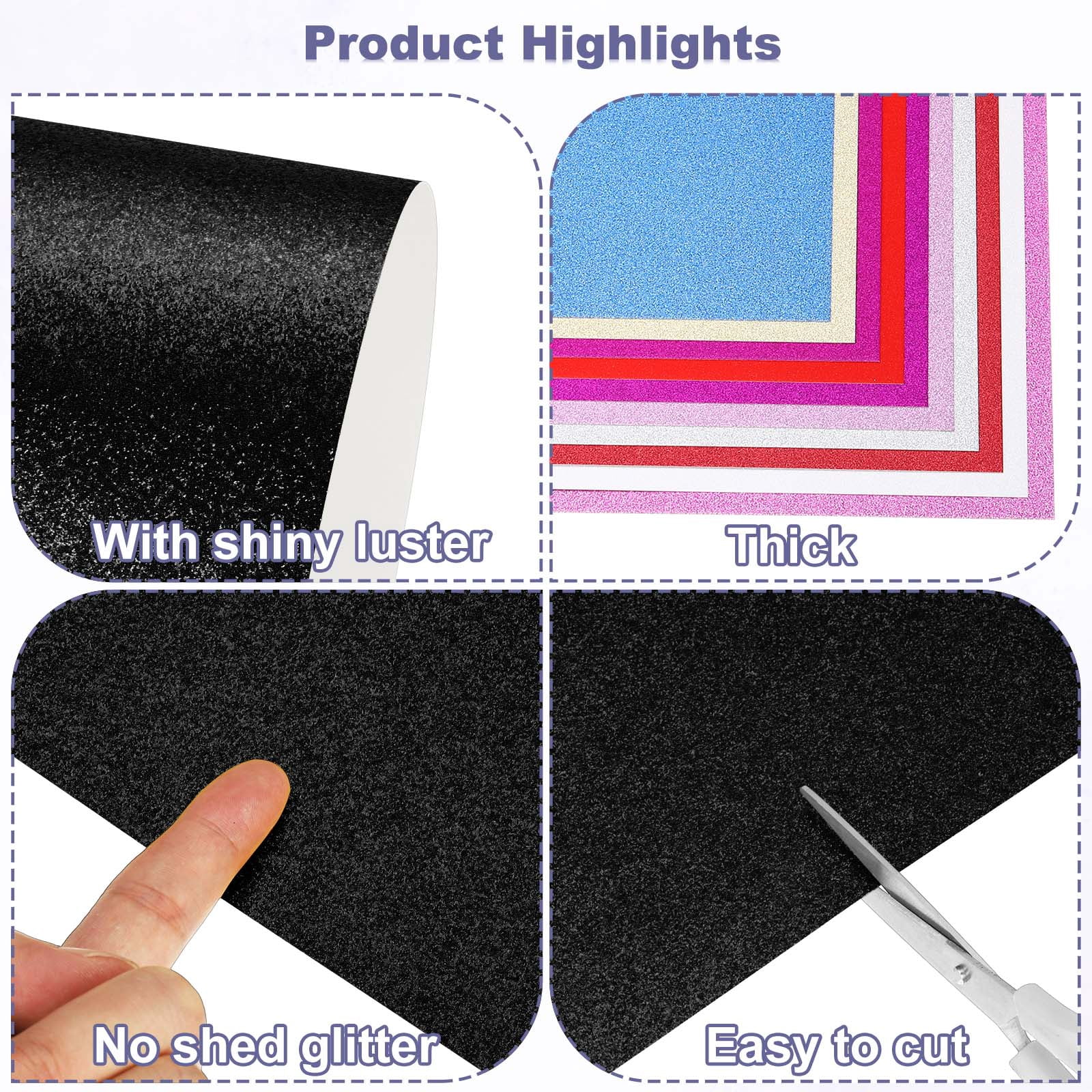 40Sheets Black Glitter Cardstock, 12x12In Glitter Paper Card Stock Shiny Scrapbook 250gsm Sparkly Paper Large Shimmer for Crafts Scrapbook DIY Art Wedding Party