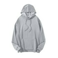 thumbnail image 2 of GigrtiJin Mens Oversized Pullover Sweatshirt Solid Color Long Sleeve Drawstring Hoodies with Pocket Plus Size Hooded Casual Blouse, 2 of 7