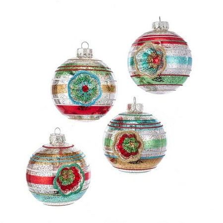 UPC 086131446436 product image for Kurt Adler 100MM Early Years Glass Reflector Ball Ornaments  4 Piece Set | upcitemdb.com