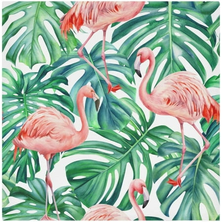 Shukong Cloth Napkins Set of 6 Watercolor Flamingo Palm Leaves Printed Decorative Polyester Dinner Napkins Soft Comfortable Reusable Table Cloth Napkins for Family Dinner, 20x2