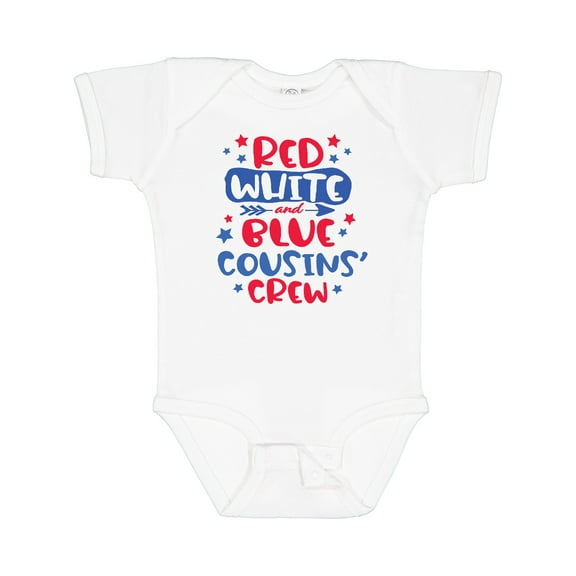 Inktastic Cousins Crew Red White and Blue 4th of July Boys or Girls Baby Bodysuit