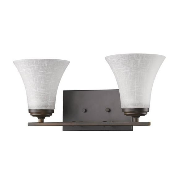 7.5 x 16.75 x 7.25 in. Union 2-Light Oil-Rubbed Bronze Vanity Light with Frosted Glass Shades
