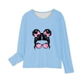 thumbnail image 5 of Jinhomg Kids Girls Fashion Tees Long Sleeve Cute Graphic Casual Tops Fall Lightweight Comfy Tshirts Summer Saving Light Blue 5 Years, 5 of 6