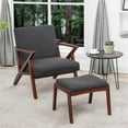 thumbnail image 2 of Pemberly Row Mid-Century Accent Lounge Armchair w/Ottoman in Gray Fabric, 2 of 14
