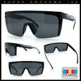thumbnail image 2 of Polarized Mens Shield Oversized Rimless Rectangle Plastic Skeleton Arm Print Sunglasses All Black, 2 of 8