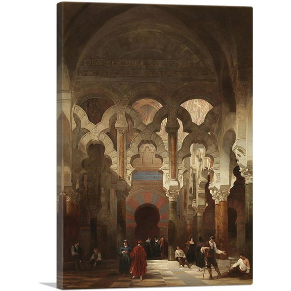 ARTCANVAS Interior Of The Mosque In Cordoba Canvas Art Print by David Roberts - Size: 26" x 18" (1.50" Deep)