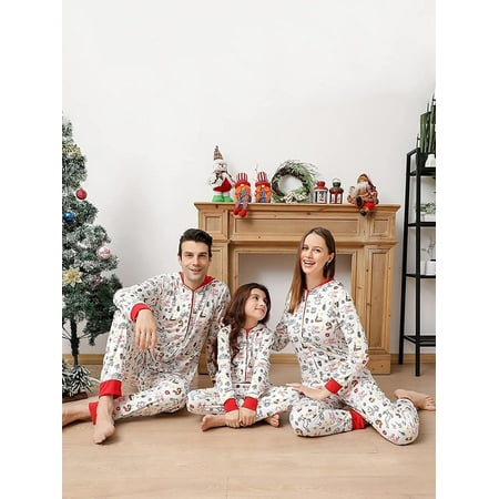

AMILIEe Matching Pajamas Set for Family Christmas Sleepwear Zipper Jumpsuit
