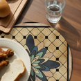 thumbnail image 3 of Vintage Geometric Round 13 Inch Placemats Set of 6, Green Brown Abstract Plaid Checkered HeatResistant Non Slip Place Mats for Dining Table, Wipeable Braided Kitchen Table Mats for Housewarming, 3 of 9