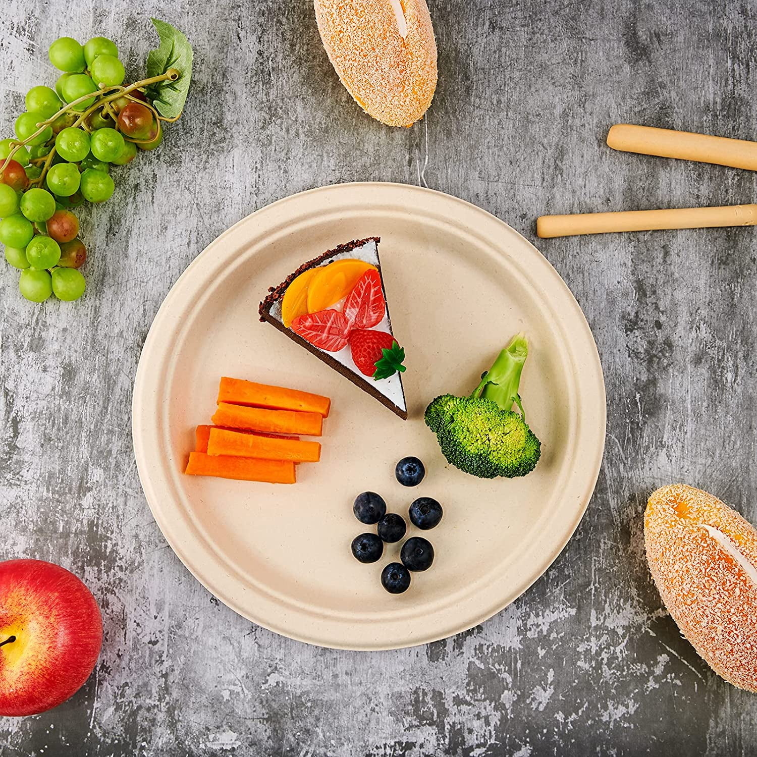 500 Pack Compostable Disposable Paper Plates 10.25 inch Super Strong Paper Plates 100% Bagasse Natural Biodegradable Eco-Friendly Sugarcane Plates(nature)
