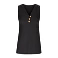 thumbnail image 5 of Womens Sleeveless Ribbed Tank Tops Button up V Neck Plain Loose Fit Blouses Summer Casual Comfy T Shirts Tank Vest, 5 of 6
