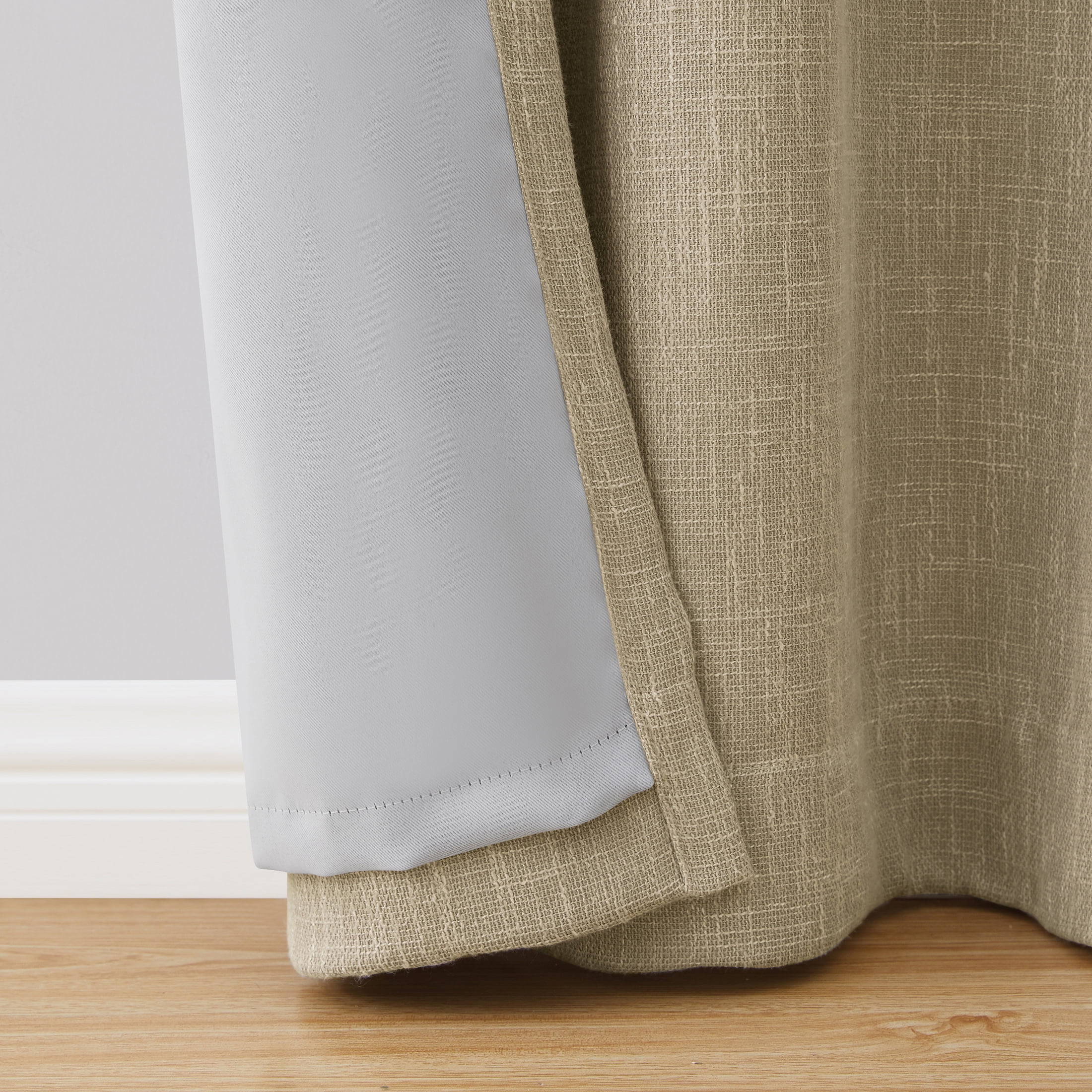 Better Homes & Gardens Woven Textured Grommet Blackout Curtain Panel, 1-Piece, Beige, 50"W x 108"L