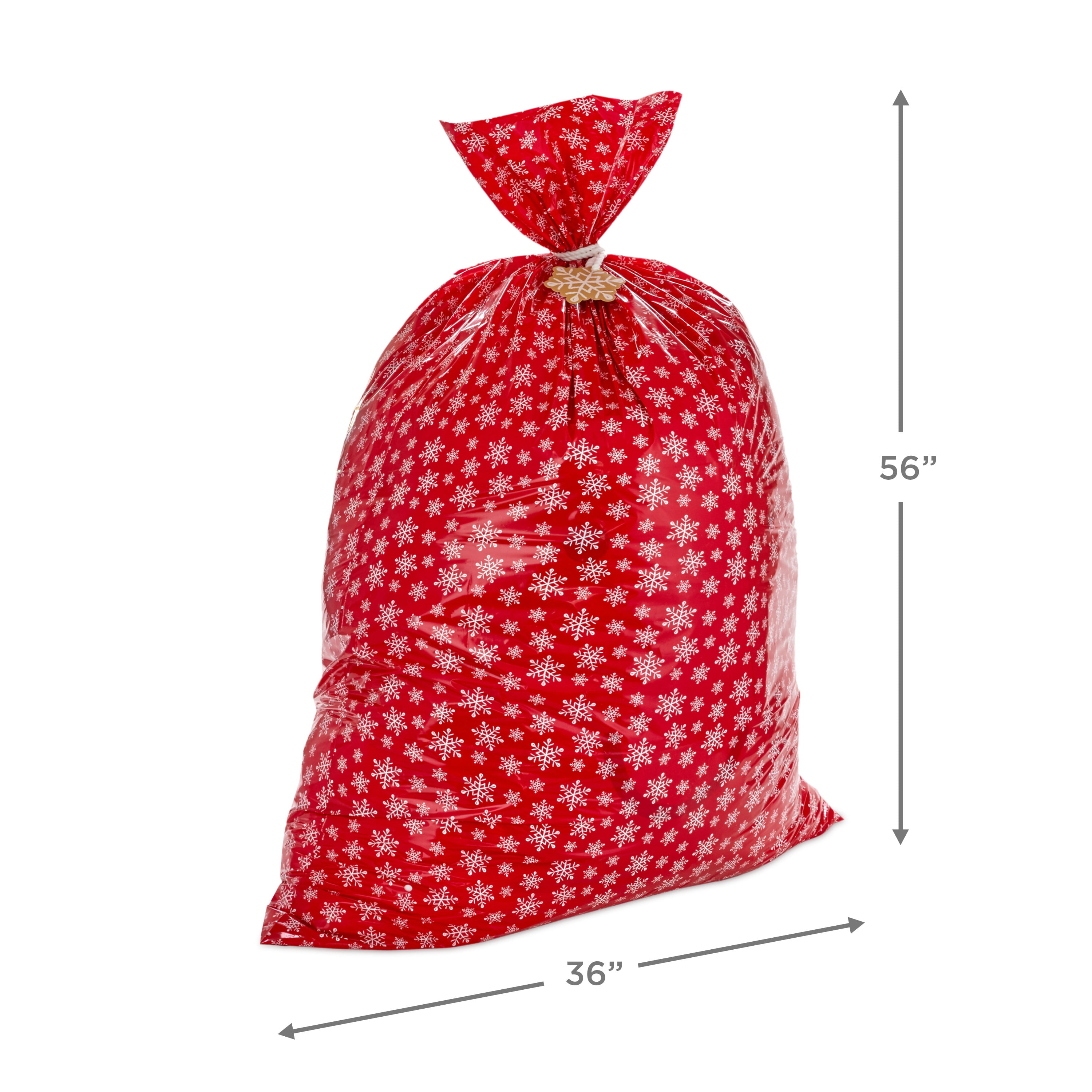 Red Plastic Gift Sacks, 2 mil thick Jumbo 24x6x42, 10 pack