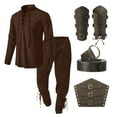 thumbnail image 3 of RMGVDSD 4 Pcs Halloween Mens Outfits Set Classic Lace Up Shirt Long Sleeve Shirts Pants Accessories Set Stylish Mens Outfits Set, 3 of 6