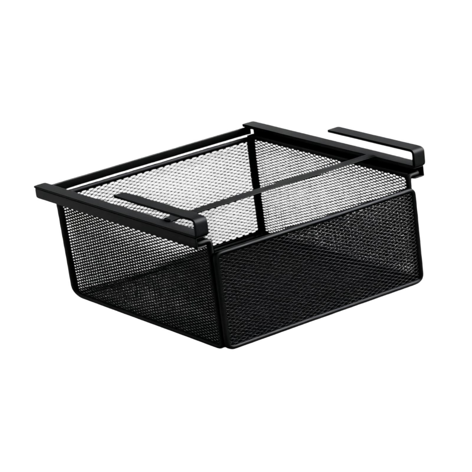 Baoblaze Removable Under-Shelf Storage Basket, Hanging Under-Desk Organizer, Drawer Tray, Black