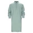 thumbnail image 2 of CONZONE Mens Muslim Kaftan Abaya Long Sleeve Robe For Men Trendy Solid Color Lapel Arab Thobe, 2 of 7