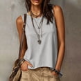 thumbnail image 3 of TKLPEHG Women's High Low Hem Sleeveless Tank Top Round Neck Casual Loose Fit Basic Cami Everyday Summer Layering Top (Gray,XL), 3 of 8