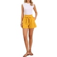 thumbnail image 2 of Casual Summer Shorts for Women 2026 Tie Belt Waist Paper Bag Dressy Shorts XS Yellow, 2 of 6