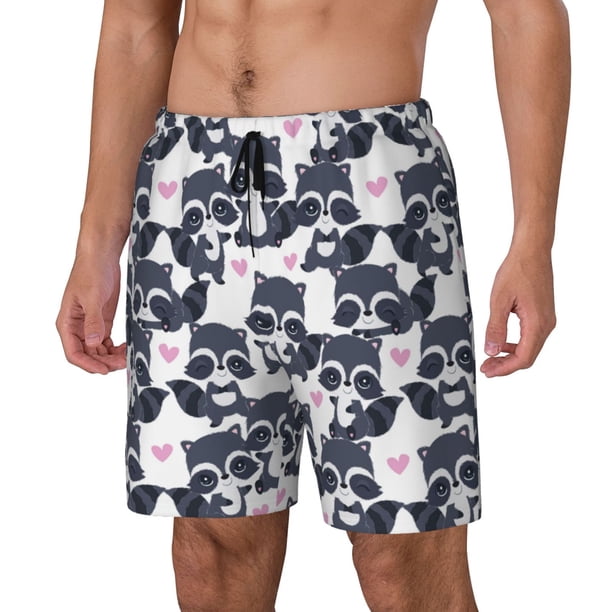 Fotbe Cartoon Raccoon Traje de Baño para Hombre – Shorts de Natación de Secado Rápido con Forro y Bolsillos-3X-Large