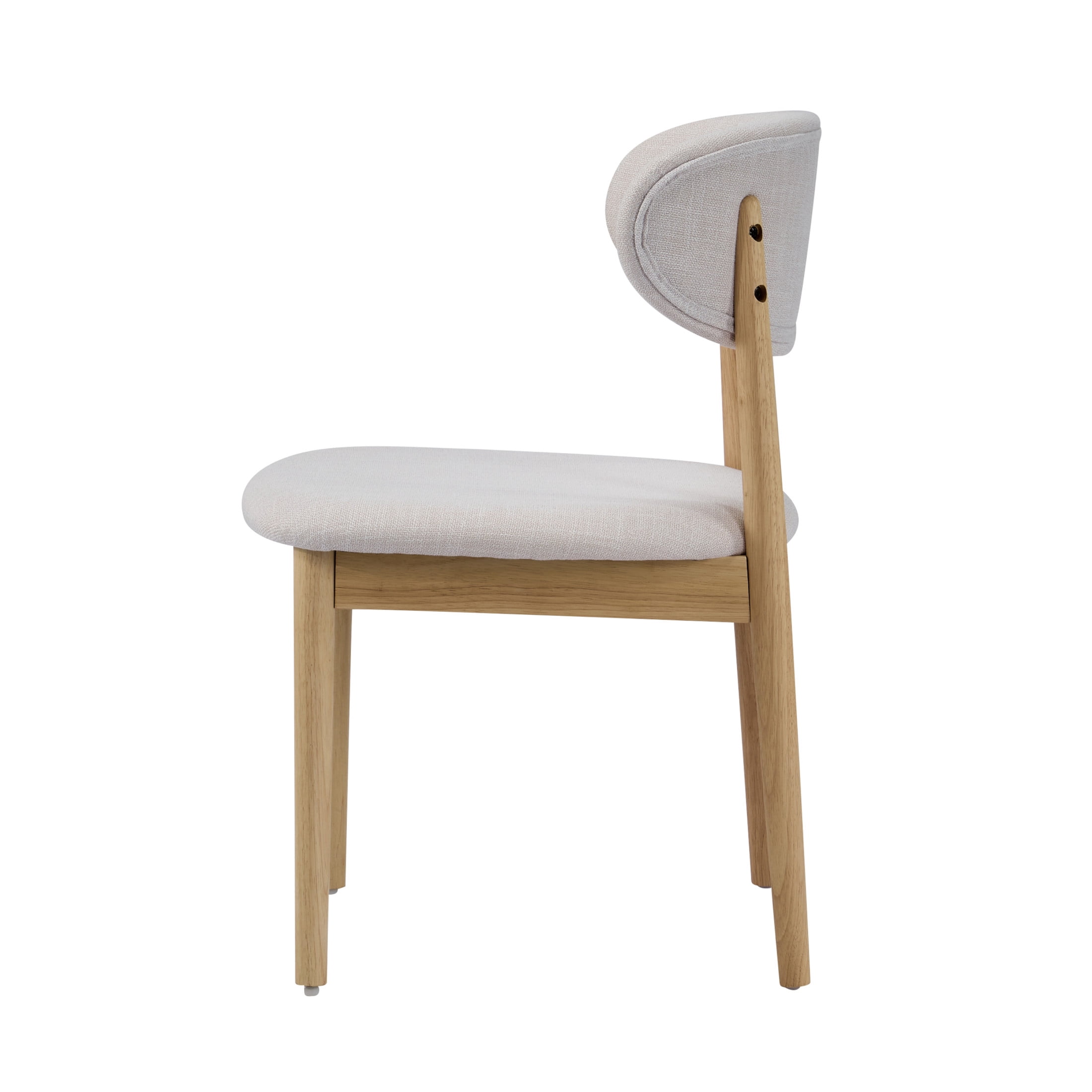Christopher Knight Home Modern Upholstery Dining Side Chairs, Curved Back, Wood Frame, Natural+Beige, Set of 4