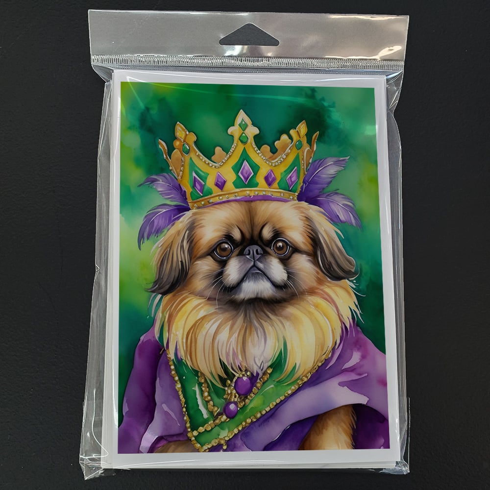 Pekingese King of Mardi Gras Greeting Cards Pack of 8 7 in x 5 in