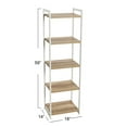 thumbnail image 3 of Household Essentials Tower Bookshelf, Tall and Narrow Bookshelf with 5 Shelves, Coastal Oak Wood Grain and White Metal, Coastal and Modern, 3 of 6