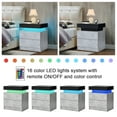 Hommpa 2 Drawer Modern Nightstand with RGB LED Light High Gloss Bedside