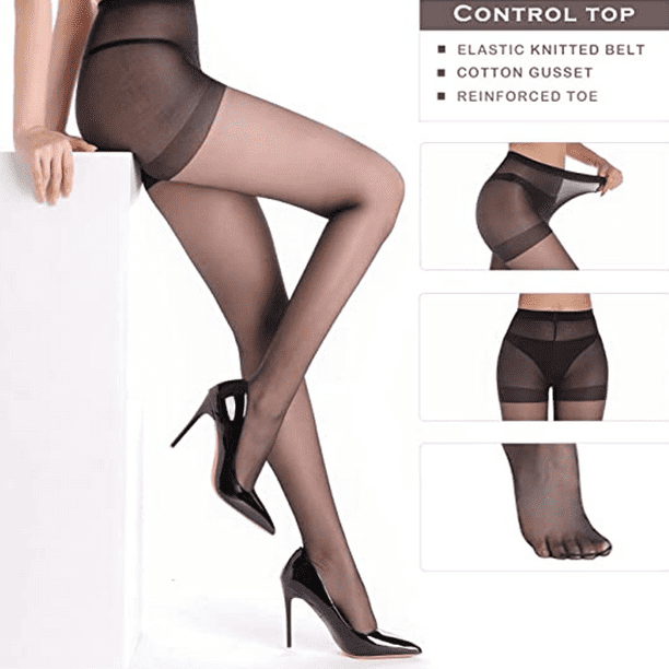 Women's Control Top With Pantyhose, Anti - Running, Light Support Legs