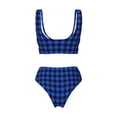 thumbnail image 5 of Daiia Buffalo Plaid Blue Black Women's Bikini Set Two Piece Swimsuit High Waisted Bikini Adjustable Straps Bikini Perfect for Beach, Pool, and Summer Vacation-Small, 5 of 9