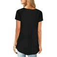 thumbnail image 2 of Amoretu Women's Tunic V Neck Short Sleeve Plain Shirts Tops Blouses Black L, 2 of 4