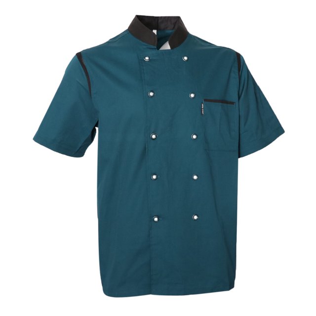 Chaqueta de Chef de Manga Corta, Uniforme de Cocinero de Restaurante, Hecho de Algodón para Hombres Y Mujeres - Verde, XXXL Sunnimix Chaqueta de uniforme