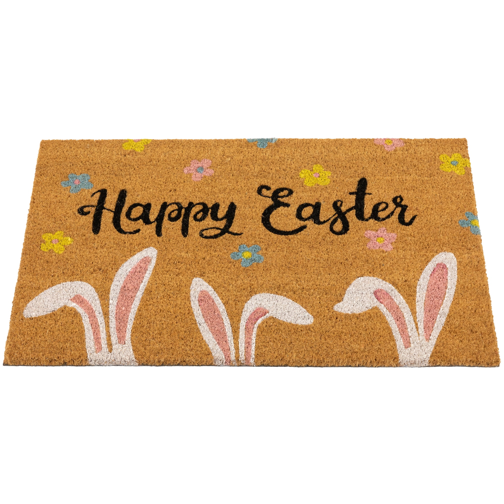 Northlight Natural Coir Happy Easter Bunny Ears Outdoor Doormat - 18" x 30"