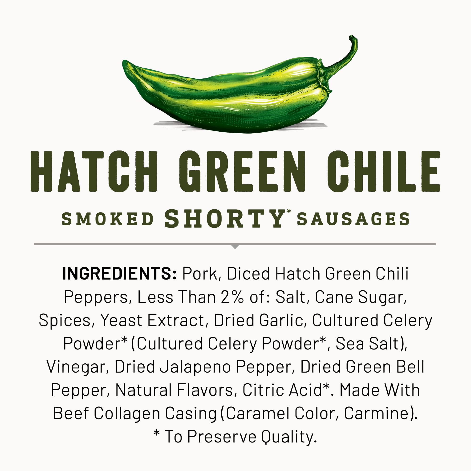 Duke's Pork Hatch Green Chile Smoked Shorty Sausages, 7g Protein Per Serving, 7.5 oz.