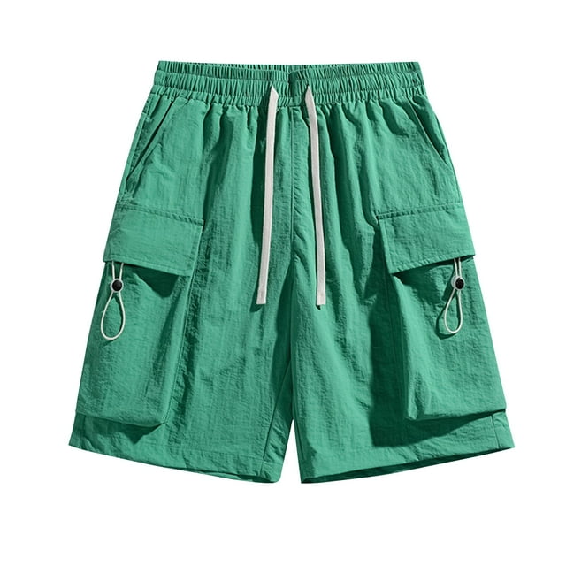 ameIAEA Men's Elastic Waist Cargo Shorts Summer Drawstring Shorts Athletic Workout Gym Jogger Shorts with Pockets
