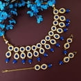 thumbnail image 2 of Efulgenz Indian Jewelry Choker Kundan Crystal Necklace Earrings Maang Tikka Head Chain Bollywood Wedding Bridal Set, Blue, Perfect Valentines Day Gifts for Her, 2 of 5