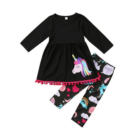

DuAnyozu Baby Girl Clothes Set Cartoon T Shirt Top Printed Leggings Pants Outfit