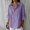 thumbnail image 2 of Turilly Womens Collared Casual Tops Fashion Ladies 3/4 Sleeve Solid Single Button Shirts Placket Breathable Blouse, 2 of 5