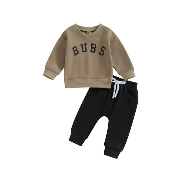xiaxaixu 2Pcs Baby Boy Fall Outfits Long Sleeve Letter Print Sweatshirt + Pants Set Toddler Clothes