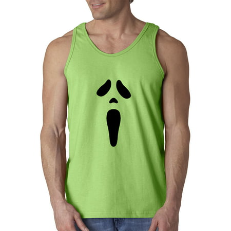 New Way 983 - Men's Tank-Top Ghost Face Scream Halloween Spooky Scary 2XL Lime