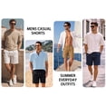 thumbnail image 5 of RICHCOIN Mens Casual Linen Shorts Elastic Waist Drawstring Loose Fit Summer Beach Vacation Shorts with Pockets, 5 of 7