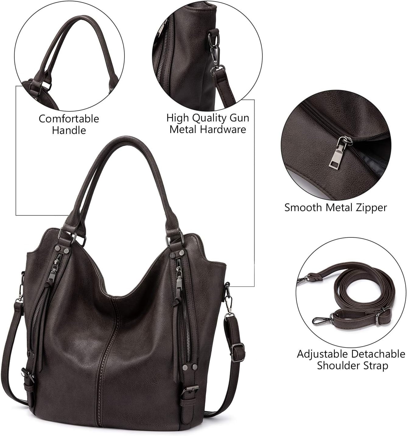 Kwuty Tote Bag for Women PU Leather Shoulder Bags Fashion Hobo Bags Large Purse and Handbags with Adjustable Shoulder Strap