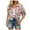 Pink, variant on MELDVDIB Womens Button-Up Plaid Jackets Shirt Vintage Turn Down Neck Light Weight Coats Fall Long Sleeve Oversized Lounge Comfy Outerwear Tops