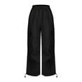 thumbnail image 6 of IROINNID Women's Cargo Pants Vintage Street Style Star Print Spicy Girl Low Waist Straight Tube Slimming Pants,Black, 6 of 8