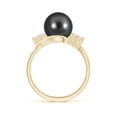 thumbnail image 2 of ANGARA Tahitian Cultured Pearl Bypass Ring with Diamond Trio in 14K Yellow Gold for Women | June Birthstone, Birthday, Anniversary, Jewelry Gift for Women | Pearl Ring, 2 of 9
