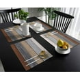 thumbnail image 3 of Placemats Set of 6, Retro Rustic Barn Wood Texture Polyester Stain Resistant Table Mats Washable Placemat Decoration for Kitchen Dining Table Ombre Ground Color Brown Grey, 3 of 6