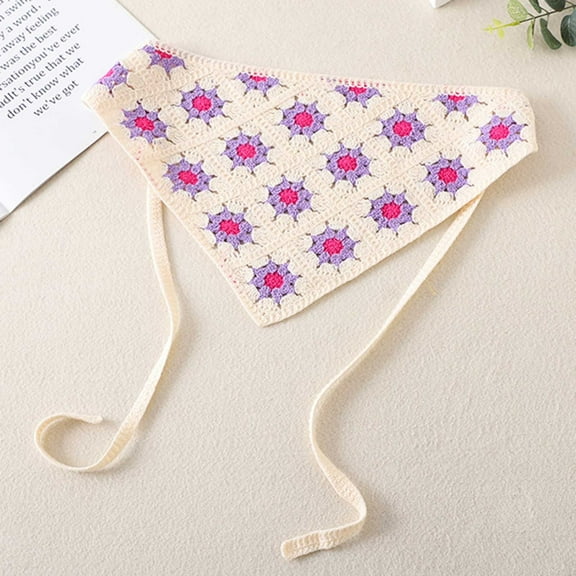 Wancir Women Crochet Hair Bandana Boho Knitted Head Scarf Kerchief Elegant Lace Neckerchief Fashion Accessory